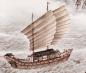 Preview: Chinesische Malerei Rollbild: Dschunke 67x159cm