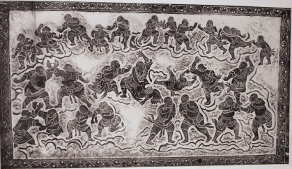 Shaolin Stempeldruck: Lohan-Mönche 58x106cm