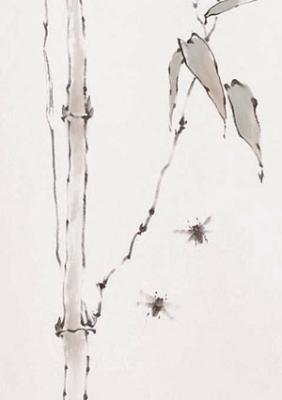 Rollbild: Bambus mit Hummeln 149x47cm