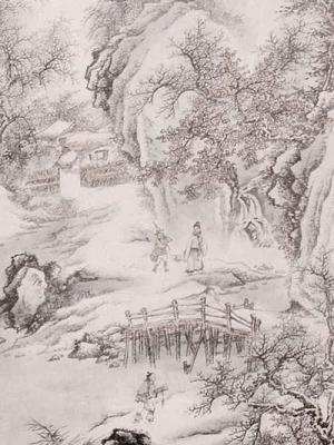 Chinesische Malerei Rollbild: Berg im Herbst  148x39cm