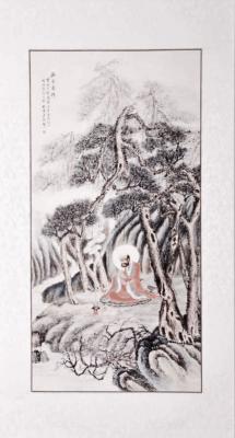 Chinesische Malerei : Buddha des Lichtglanzes 83x44cm