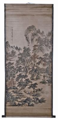 Chinesische Landschaftsmalerei Rollbild: Am Bergsee 66x154cm