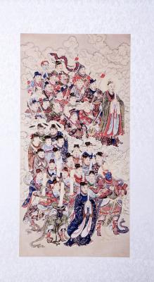 Wandbild: Himmelsgötter und Soldaten 83x47cm