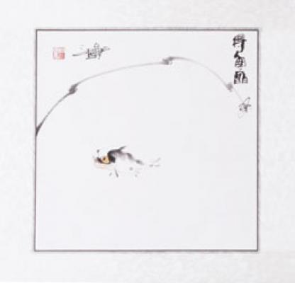 Chinesische Xieyi-Malerei: Am Haken 47x48cm
