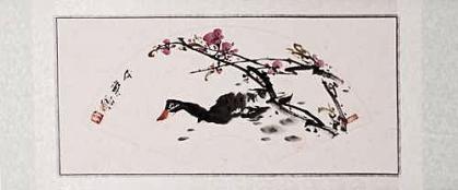 Xieyi-Malerei: Ente mit Pflaumblüte 82x43cm