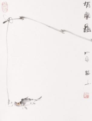 Chinesische Xieyi-Malerei: Anglerglück 116x41cm