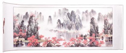 Chinesische Landschaftsmalerei: Berge im Herbst 200x76cm
