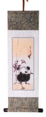 Chinesische Malerei Rollbild: Pandakind 2 47x15cm