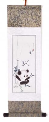 Chinesische Malerei Rollbild: Pandakind 3 47x15cm