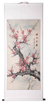 Rollbild: Pflaumenblüte im Winter 69x169cm