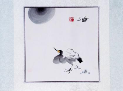 Chinesische Xieyi-Malerei: Reiherkind 57x41cm