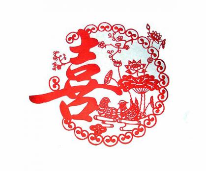 Chinesischer Scherenschnitt -Partnerliebe- 18x17cm