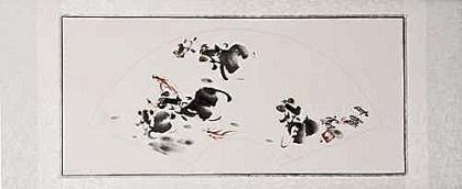Chinesische Xieyi-Malerei: Fische 90x40cm