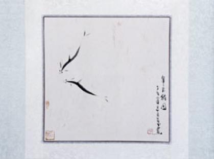 Chinesische Xieyi-Malerei: Fischpaar 57x41cm