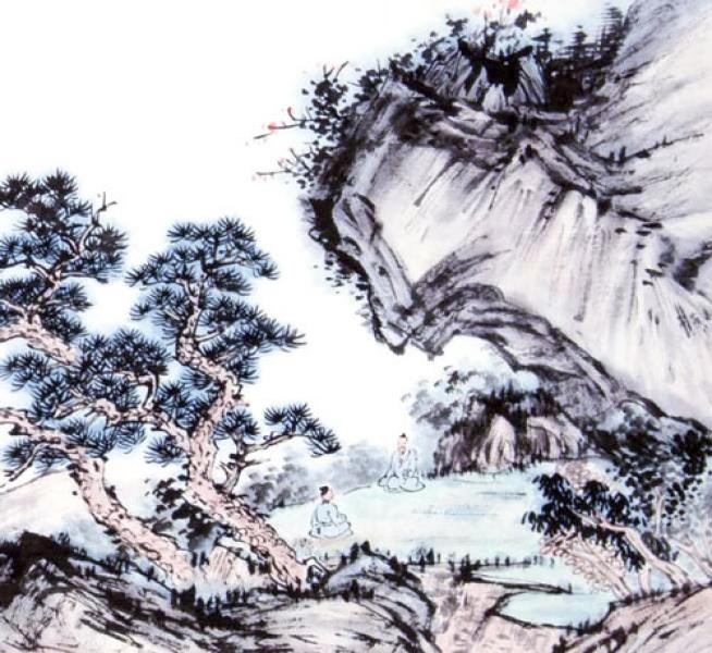 Chinesische Landschaftsmalerei: Der Kiefernberg 94x47cm