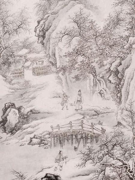 Chinesische Malerei Rollbild: Berg im Herbst  148x39cm