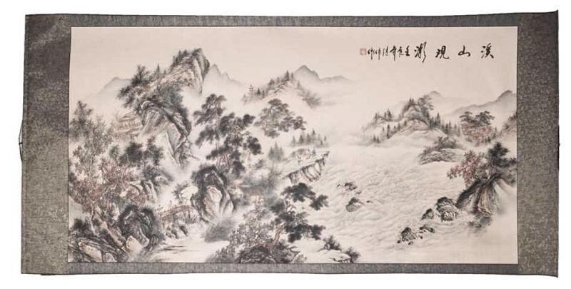Chinesische Landschaftsmalerei: Brise am Bergsee 97x193cm