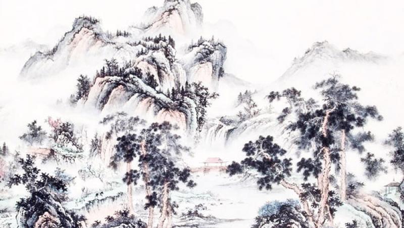Bzdmly Chinesischer Stil Tinte Berg See Landschaft Malerei Leinwand Kunst Poster f/ür Wohnzimmer Home Decor Wandbilder 30 x 40 cm 3 rahmenlos