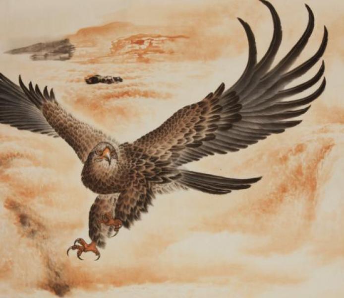 Chinesische Malerei Wandbild: Die Adler fliegen 96*339