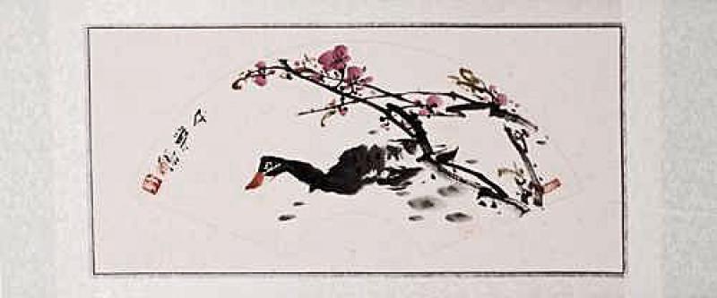 Xieyi-Malerei: Ente mit Pflaumblüte 82x43cm