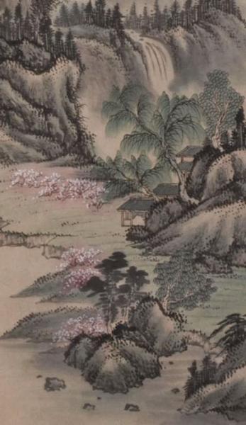 Chinesische Malerei Rollbild: Frühlingswasser 158x41cm