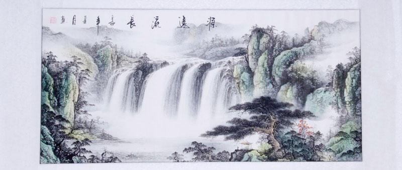 Landschafts bild mit Wasserfall und Kiefer