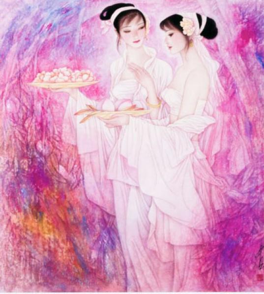 Rollbild: Das Mädchen Magu 69,5x165cm