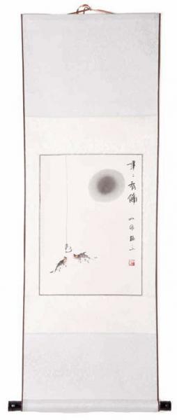 Chinesische Xieyi-Malerei: Am Fischteich 116x41cm